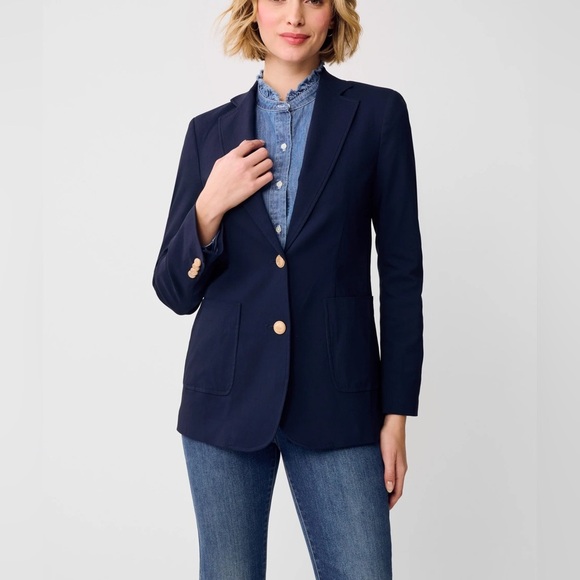 J. McLaughlin Benji Single-Breasted Amelia Cloth Blazer in Winter Navy $398 Sz 4 - Picture 1 of 14